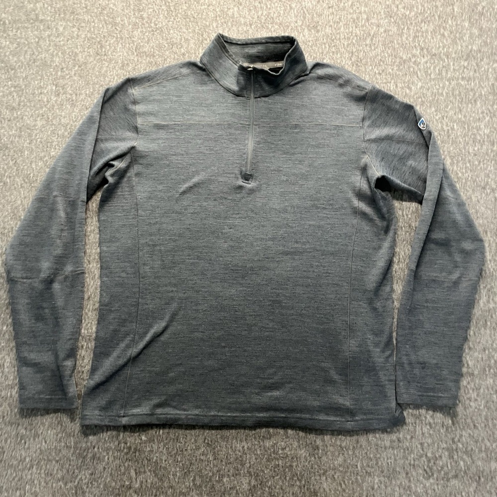KUHL Men's Size Large Pullover Shirt Gray 1/4 Quarter Zip Pullover